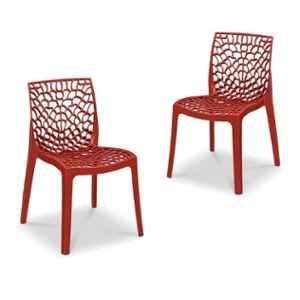 Maharaja Wave 43x79.5x49cm Plastic Red Outdoor Chair without Arm Rest (Pack of 2)