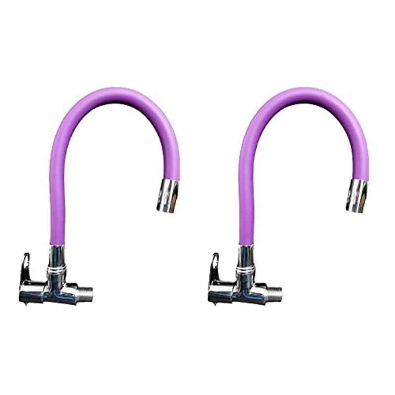 Zesta Brass Chrome Finish Sink Cock with Silicon Purple Flexible Spout (Pack of 2)