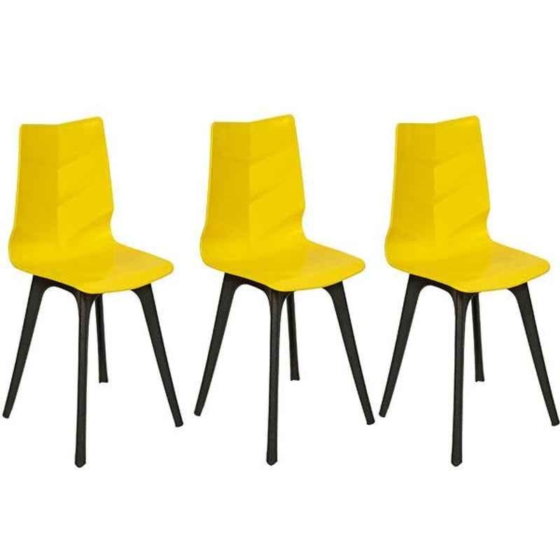 Regent Diamond Shell Plastic Black & Yellow Chair (Pack of 3)