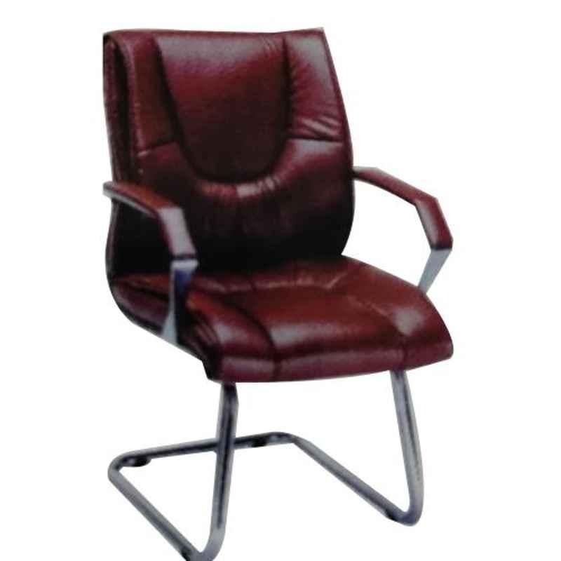 Master Labs Brown Leatherite Office Visitor Chair with Arm, MLF-016