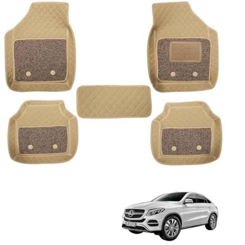Kozdiko 5 Pcs Waterproof & Luxury 7D Beige Leatherette Car Floor Mats Set for Mercedes Benz GE Class