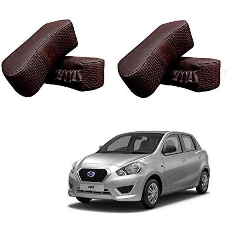 Kozdiko 4 Pcs CV Designer Cola Leatherite Neck Rest Car Cushion Pillow Set for Datsun Go
