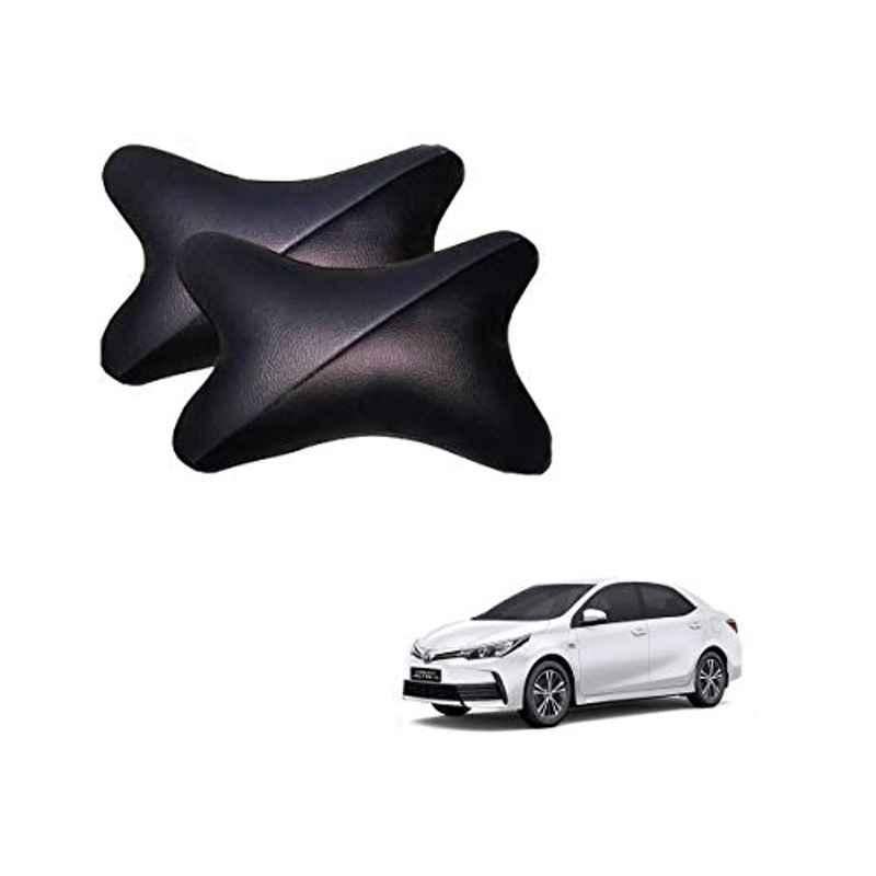 Kozdiko 2 Pcs Memory Foam Grey & Black Car Neck Rest Cushion Pillow Set for Toyota Corolla Altis
