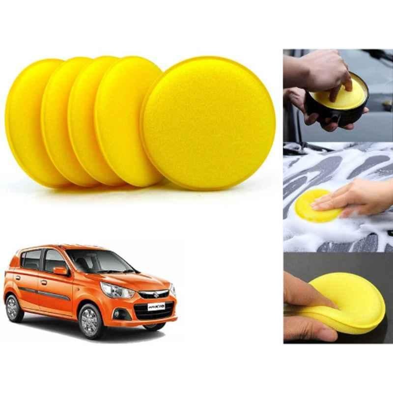 Auto Pearl Polyurethane Beige Washing & Waxing Polish Foam Sponge for Alto K10 2014-2020 (Pack of 5)