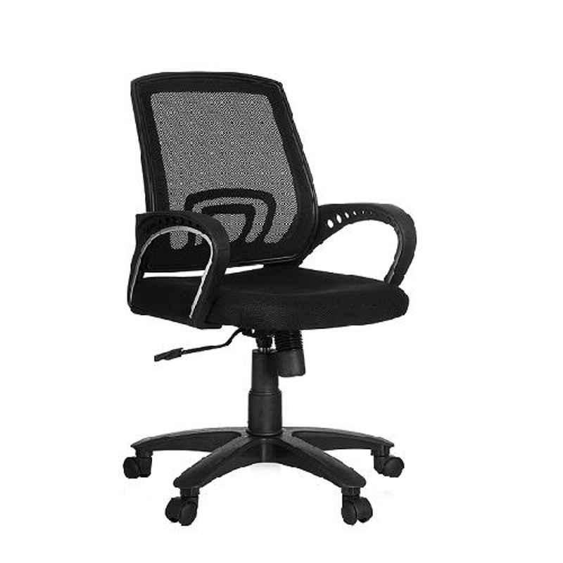 Saroj Low Back Mesh Staff Black Office Chair, SE006