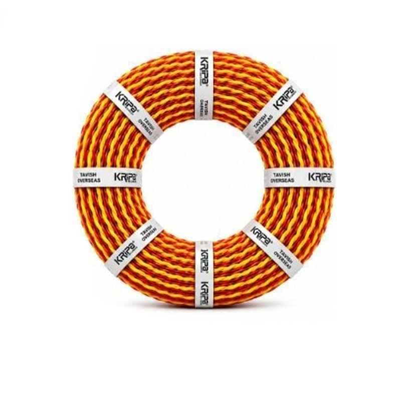 CabONE 10/76 Red & Yellow 2 Core PVC Insulated Twisted Flexible Aluminium Cable, Length: 90 m