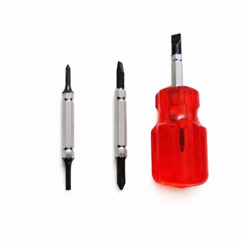 Otex 6-in-1 Alloy Steel Stubby Screwdriver Set with Double-Ended Phillips & Flat Head Interchangeable Bits & Magnetic Bit Holder