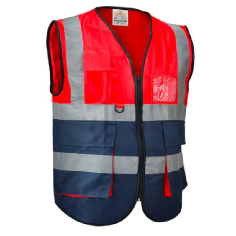 Empiral Dazzle E108073301 Red & Navy Blue Polyester Dual Color Heavy Duty Safety Vest with Zipper, Size: S