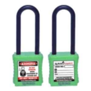 Lukko Safety 76mm Nylon Green Long Shackle Safety Lockout Padlockwith 2 Keys, LS-LC48