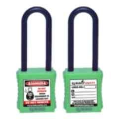 Lukko Safety 76mm Nylon Green Long Shackle Safety Lockout Padlockwith 2 Keys, LS-LC48