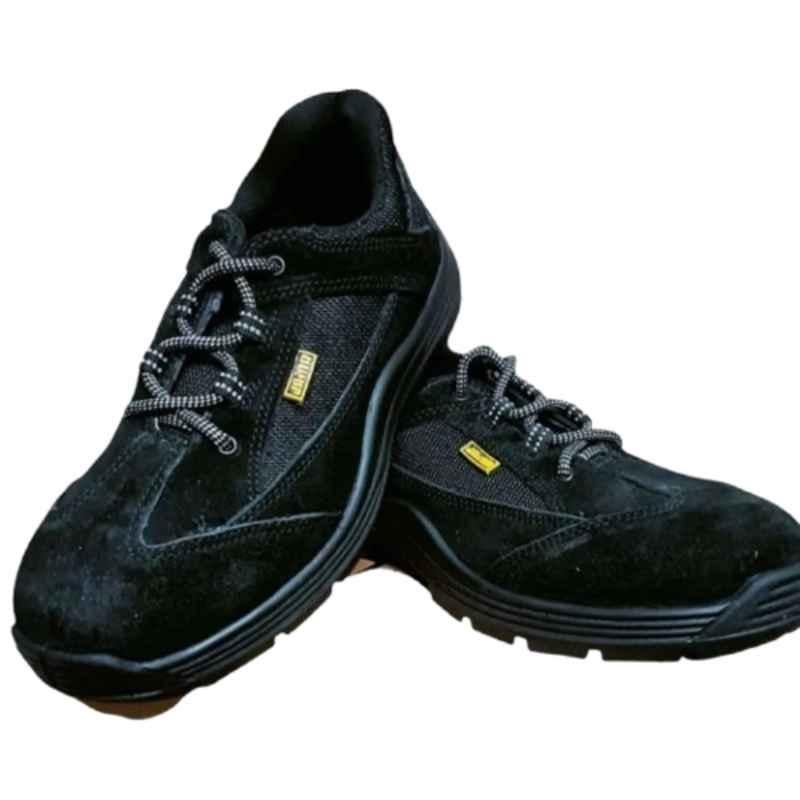 Jama Abilene Leather Steel Toe Black Safety Shoes with PU Sole, JB-163, Size: 9