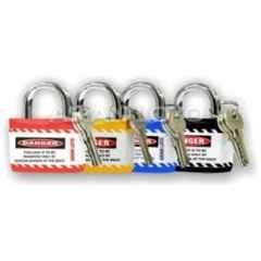 Asian Loto 4 Pcs Metal & Plastic Red, Yellow, Blue & Black Regular Shackle Jacket Padlock Set with 3 Keys, ALC-LPR
