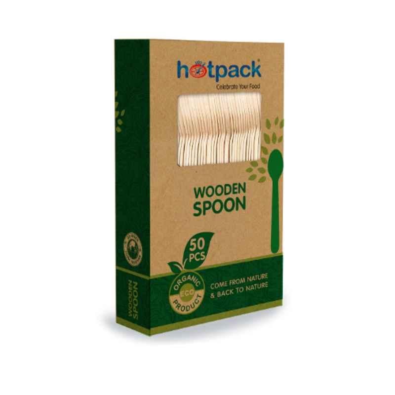 Hotpack 50Pcs Wooden Spoon Set, HSMWDSPB