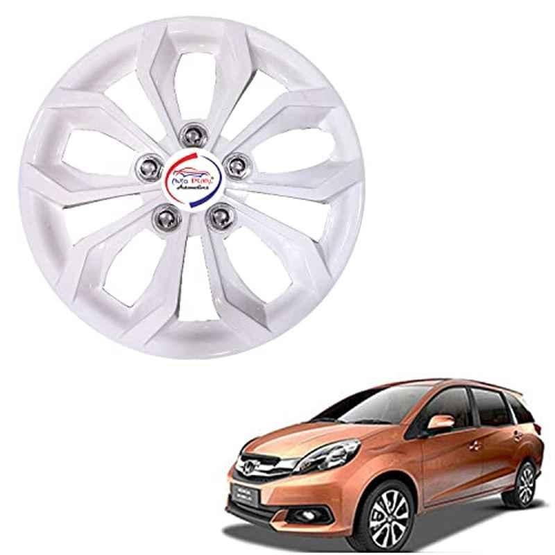 Auto Pearl 4 Pcs 15 inch ABS Pearl White Hubcap Wheel Cover Set with Retention Ring for Honda Mobilio