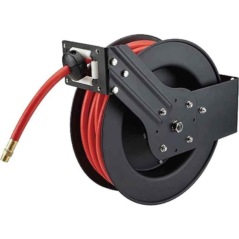 Dolphy 1/4 inch 30m Black & Red Auto Rewind Air Compressor Hose Reel  Enclosed, DHPR0017