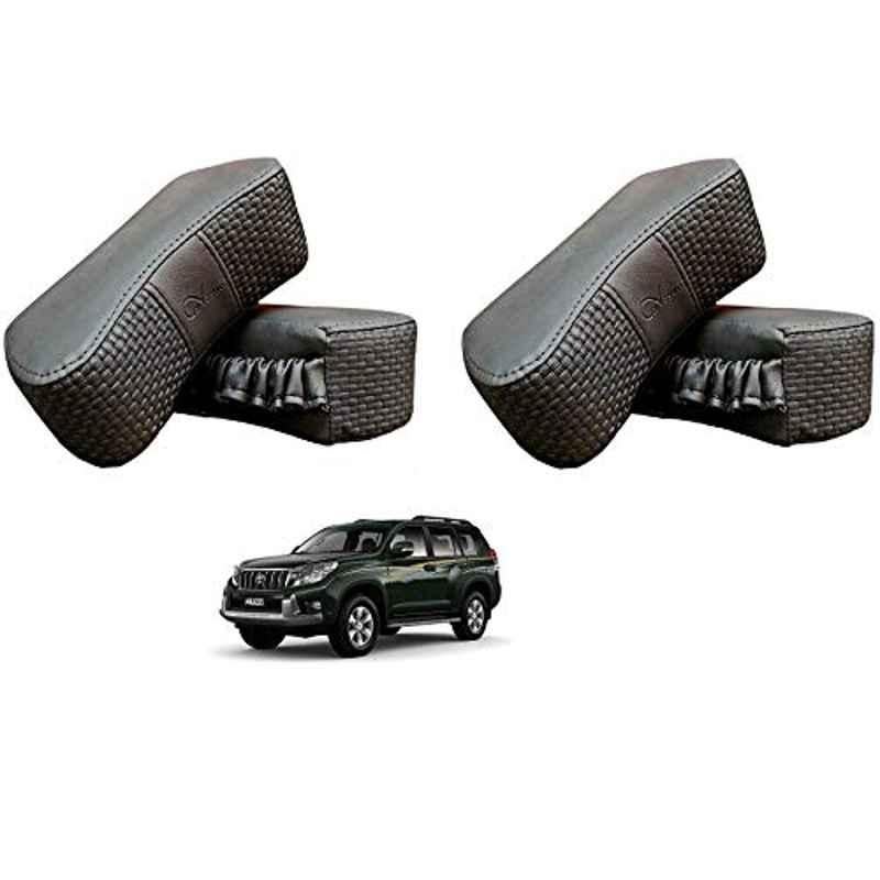 Kozdiko 4 Pcs CV Designer Grey Leatherite Neck Rest Car Cushion Pillow Set for Toyota Land Cruiser Prado
