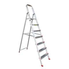 EMAC 6.56ft 7 Step Aluminium Silver Anti Slip Folding ESL Ladder with Platform, ESL-7