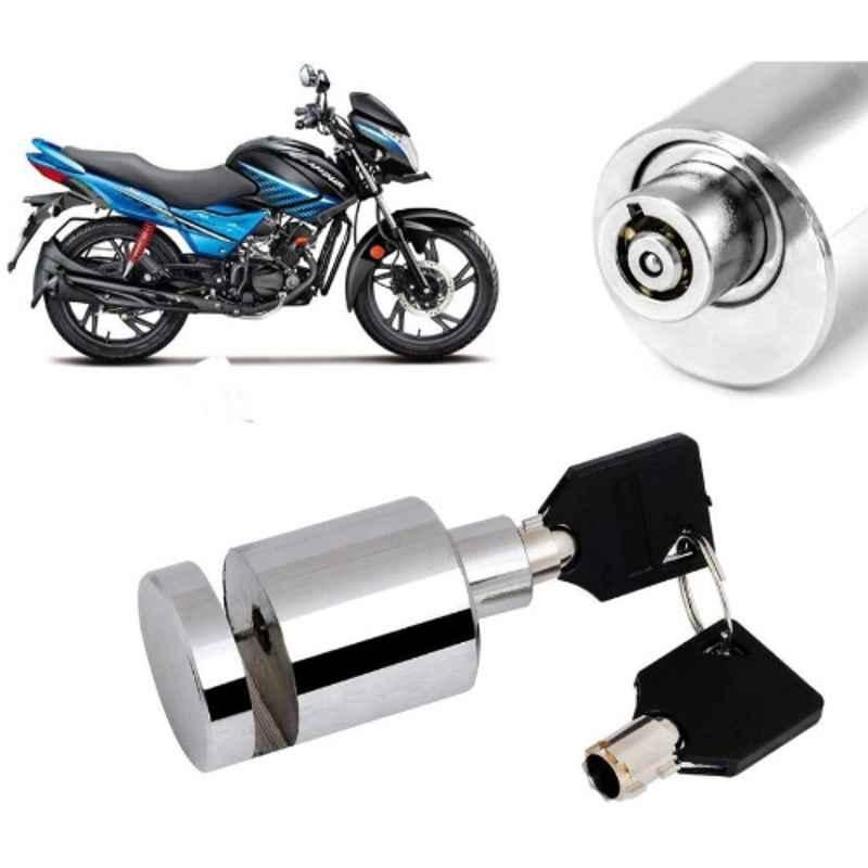 Auto Pearl Stainless Steel Silver Heavy Duty Anti Theft Motorcycle Disc Brake Lock, Lock-150
