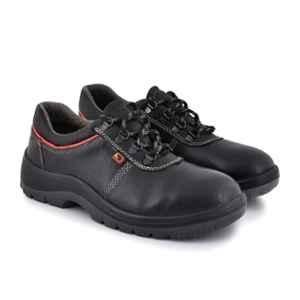 Dyke Prime Red+ DD Leather Steel Toe Black Work Safety Shoes, Size:5