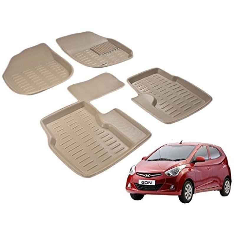 Kozdiko 5 Pcs 3D Beige Car Floor Mat Set for Hyundai Eon, koz_32193
