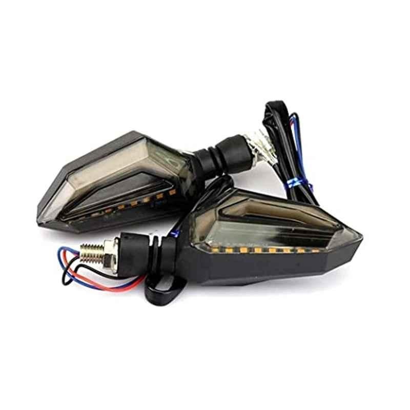 Kozdiko 4 Pcs Bike D Shaped 9 LED Front & Rear Side Turn Signal Indicator Light Set, Universal for All Scootys