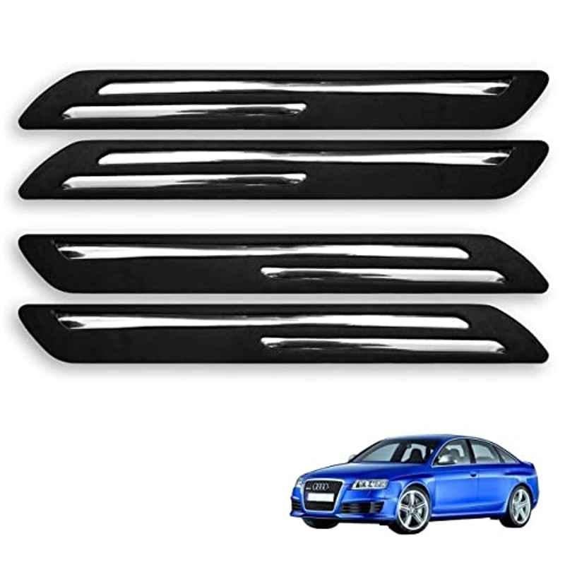 Kozdiko 4 Pcs Rubber Black Double Chrome Strips Car Bumper Protector Guard Set for Audi RS6