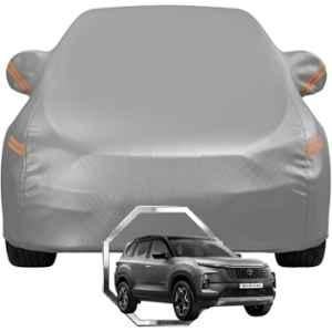 Allextreme Polyester Grey Highlighter Car Cover with Mirror Pocket & Triple Stitched Bottom Elastic for Tata Safari New All Model & Years, TATA-SFR-GRY