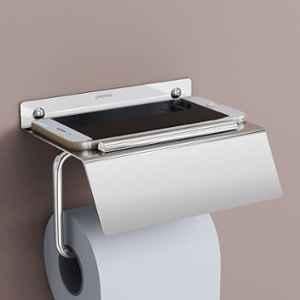 Plantex Stainless Steel Toilet Paper Holder/Toilet Paper Roll Holder/Tissue Paper Roll Holder with Mobile Stand for Bathroom Accessories Chrome