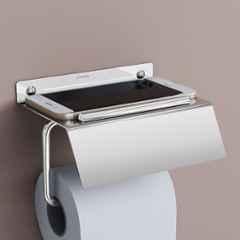 Plantex Stainless Steel Toilet Paper Holder/Toilet Paper Roll Holder/Tissue Paper Roll Holder with Mobile Stand for Bathroom Accessories Chrome
