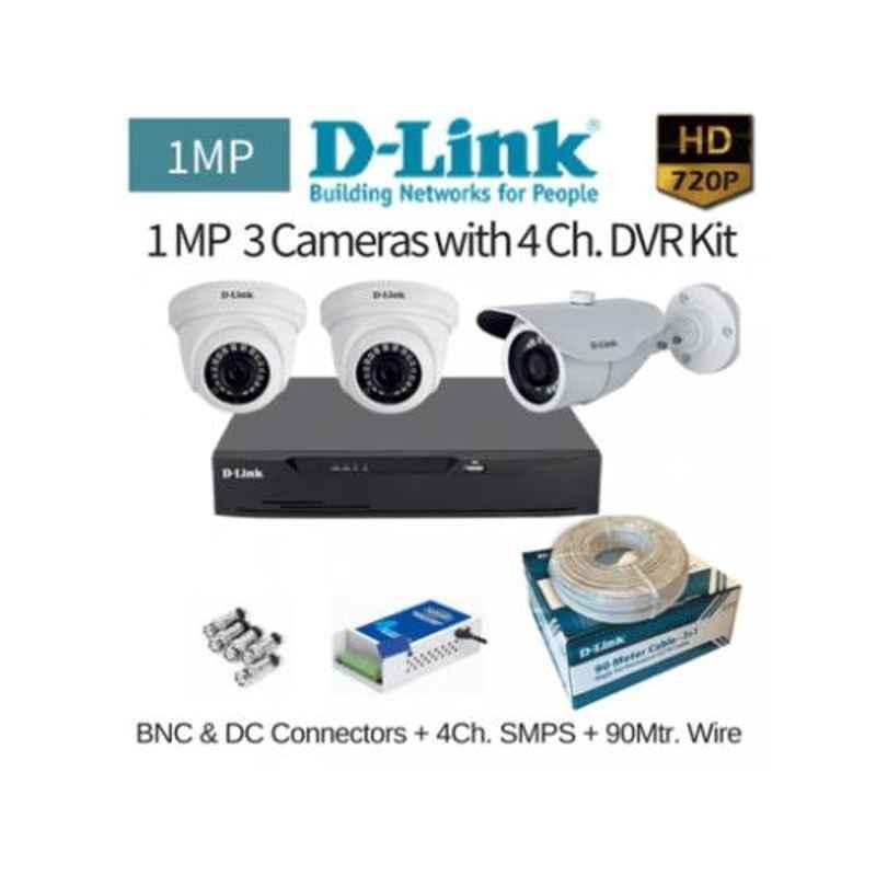 D-Link 3 Cameras 1MP with 4 Channel DVR Combo Kit
