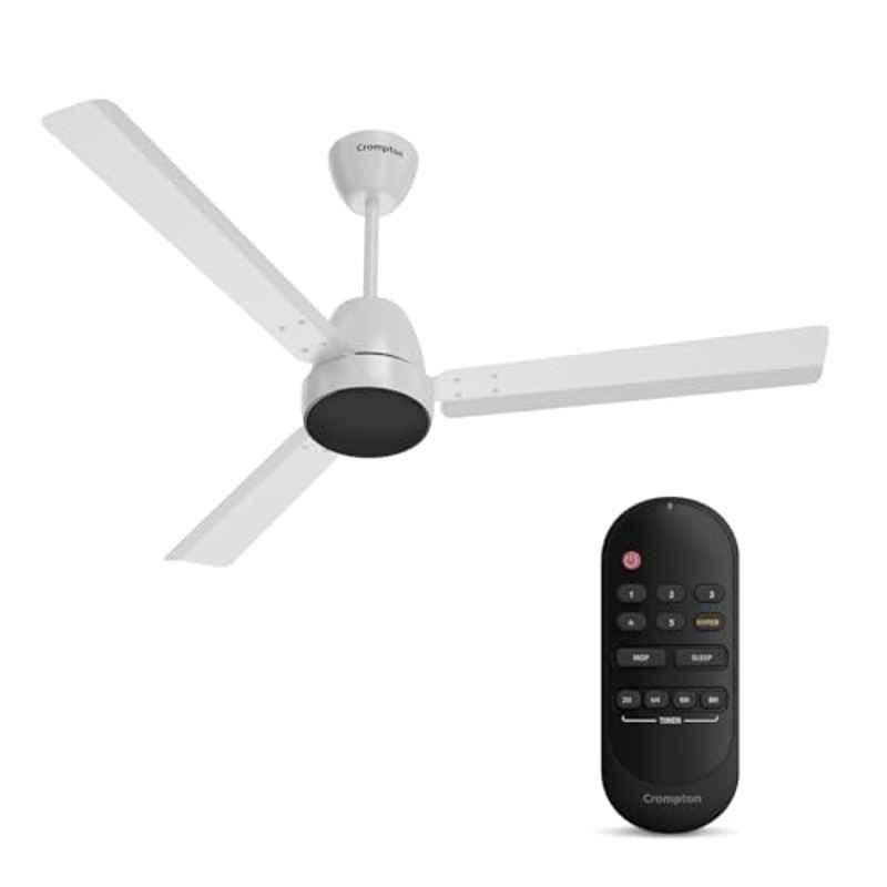 Crompton Energion Nucleoid 24W 340rpm Aluminium Silver White BLDC Ceiling Fan with Remote & 4 Years Warranty,CFENNC30W48SWM5SRM, Sweep: 1200 mm