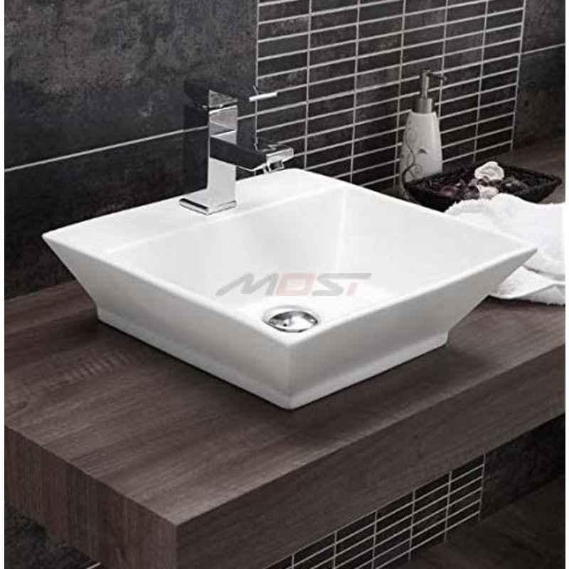 Generic Most Wall Hung Mounted Glossy Finish Bathroom Ceramic Sink Wash Basin (Super White, Denny, Medium)