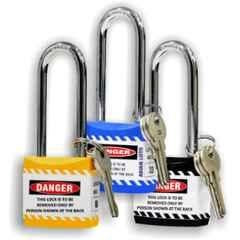 Asian Loto 3 Pcs 65mm Yellow, Blue & Black Long Shackle Jacket Padlocks Set for Safety, ALC-LPL-YBK