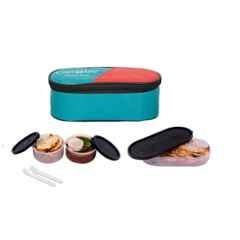 Carrolite 650ml 3-in-1 Blue & Black Plastic Lunchbox, Black_P-04 (Pack of 3)