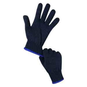 Brala 60g Pure Cotton Dark Blue Knitted Safety Working Hand Gloves, Size: Medium (Pack of 60)