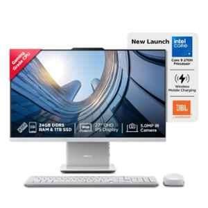 Lenovo IdeaCentre AIO 27IRH9 Cloud Grey Desktop with Intel Core 9 270H/24GB/1TB SSD/Win 11/Microsoft 365 & Office 24/Wireless EOS Keyboard & Mouse/27 inch QHD Display, F0HM00VXIN