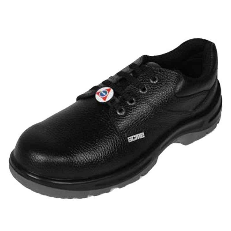 Acme Eris SS818FL Leather Low Ankle Steel Toe Black Work Safety Shoes, Size: 10