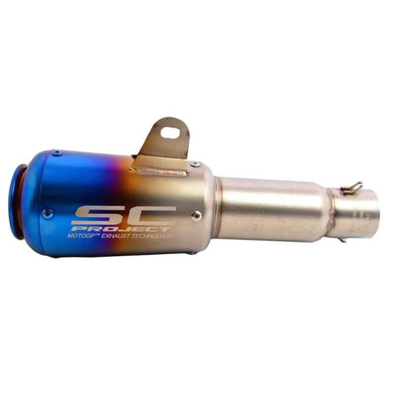 RA Accessories Black SC Project Long Silencer Exhaust for Yamaha YBX 125-Blue