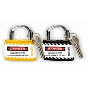 Asian Loto 2 Pcs Metal & Plastic Yellow & Black Regular Shackle Jacket Padlock Set with 3 Keys, ALC-LPR