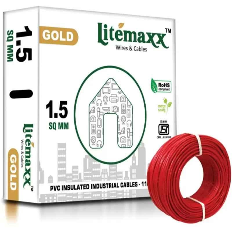 Litemaxx Gold 1.5 Sqmm PVC Red Housing Wire, Length: 90m