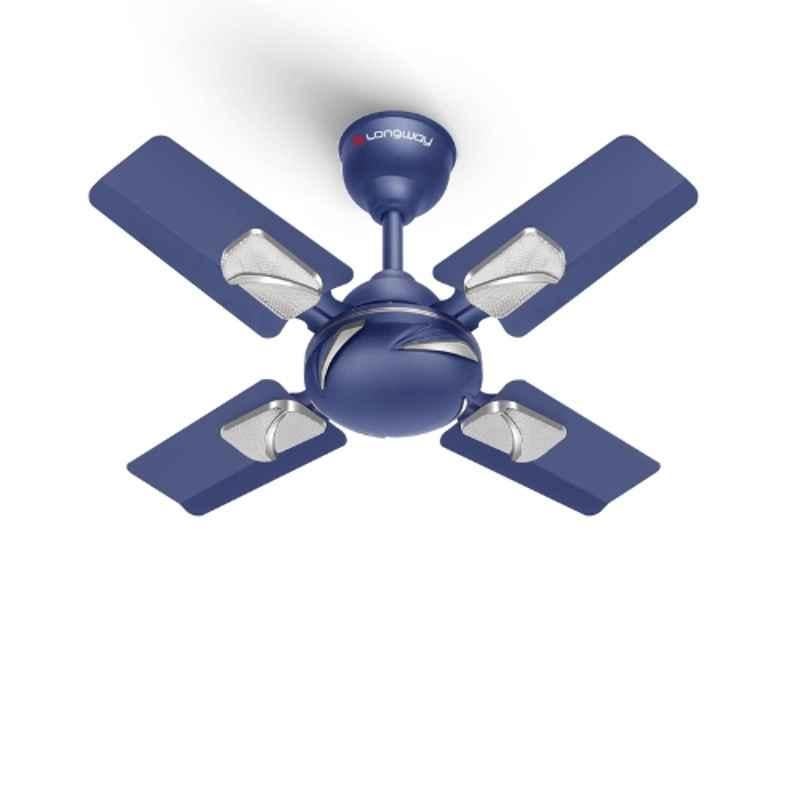Longway Creta-P1 50W Silver & Blue Ultra High Speed 4 Blade Anti-Dust Decorative Ceiling Fan, Sweep: 600 mm