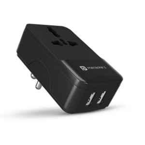 Portronics Adapto III 3.4A Black Dual USB Port with AC Socket, POR 1372