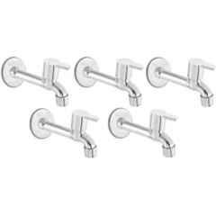 Senkiddpro Marc Steel Chrome Finish Wall Mounted Long Body Tap with Wall Flange (Pack of 5)