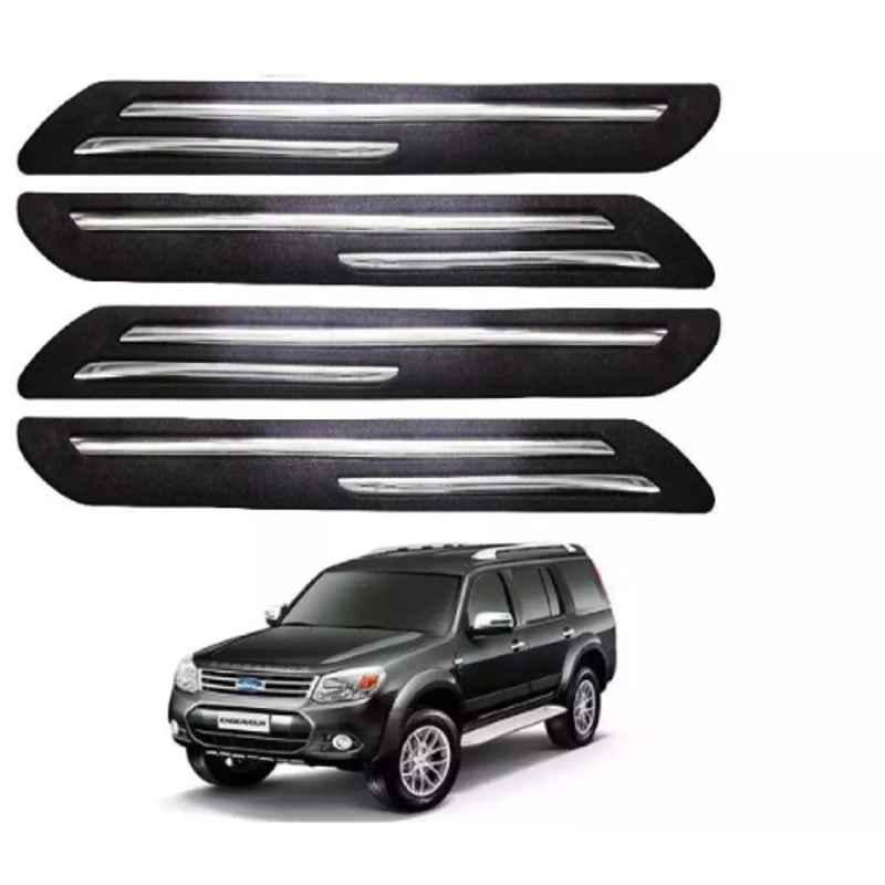Sca Rubber Car Side Bumper Protector Guard with Double Chrome Strip for Ford Endeavour Old Type1 Model Black Set Of 4, SCA-G1LMRC