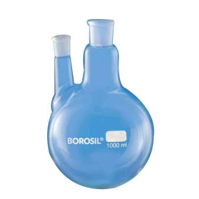 Buy Borosil 1000ml 24 29 14 23 Joints Round Bottom Flask With One Parallel Side Neck 43a29 Online At Price 877
