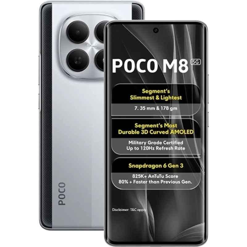 POCO M8 6.77 inch 5520mAh 6GB RAM/128GB Storage Frost Silver Smartphone