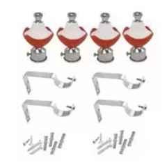 Ojass 10x5cm Plastic & Stainless Steel Red Curtain Bracket with Support Clamp, KB04RED (Pack of 2)