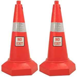 Ladwa 770mm Plastic Red 5kg Heavy Base Road Traffic Safety Cone with No Exit Sign (Pack of 2)