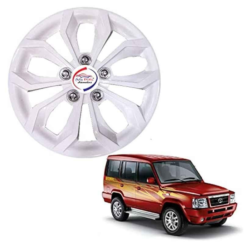 Auto Pearl 4 Pcs 15 inch ABS Pearl White BBR36 Hubcap Wheel Cover Set with Retention Ring for Tata Sumo