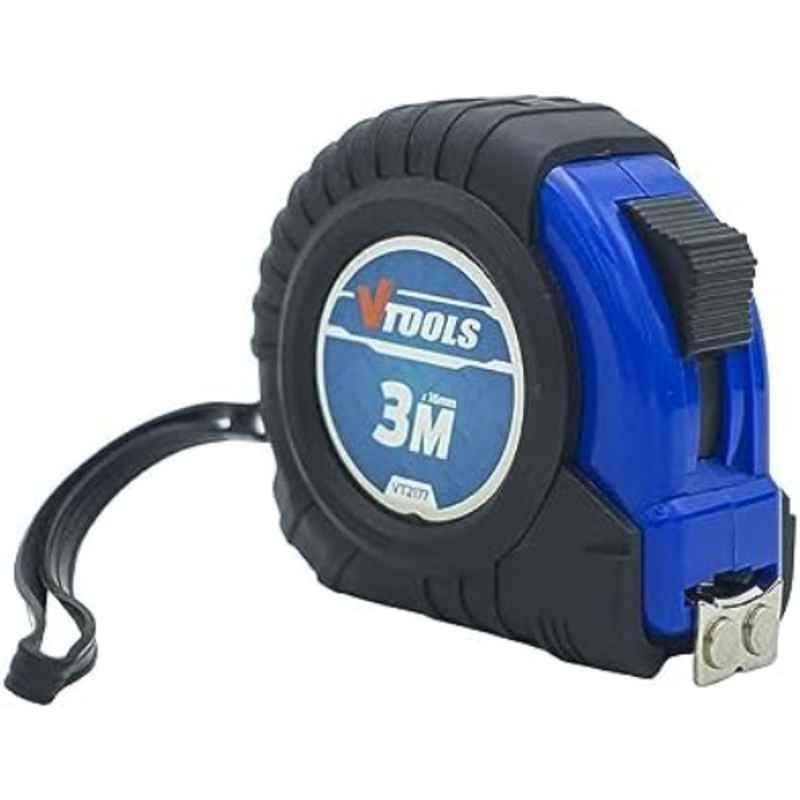 VTOOLS 3m Self Lock Measuring Tape with Magnetic Tip Hook & Shock Absorbent Case, VT2177